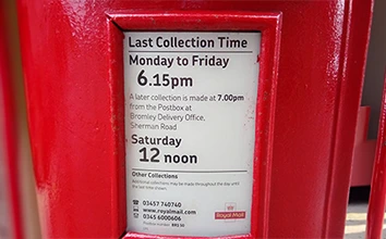 Elmfield Road Bromley Postbox Collection Times